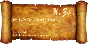 Milán Zsófia névjegykártya